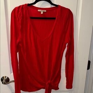Express Red Wrap Tie Front Blouse